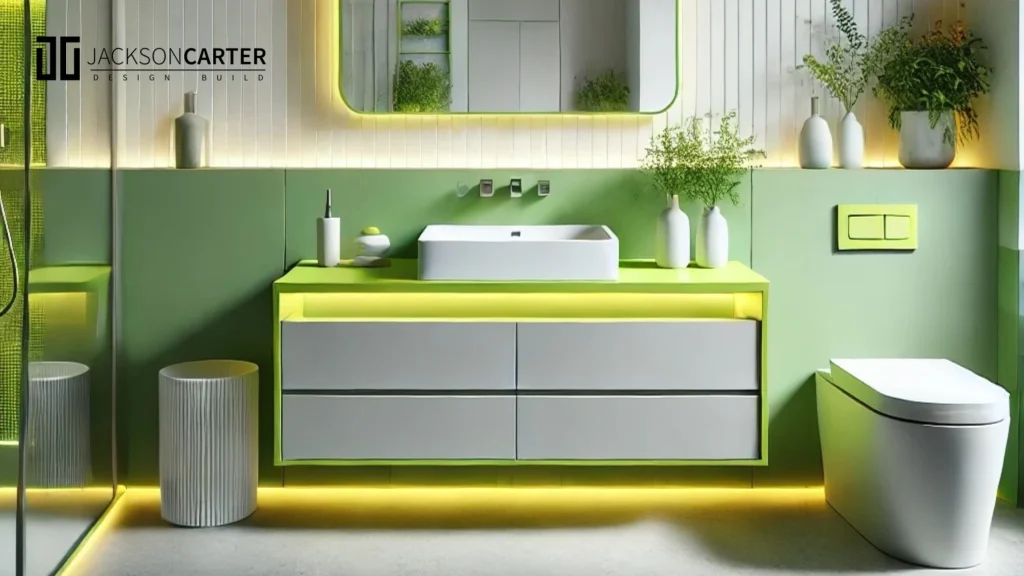 Chartreuse, Gray and White color for bathroom