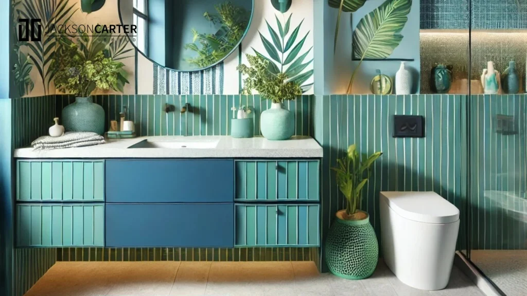 Midnight Blue, Turquoise and Green Apple color for bathroom