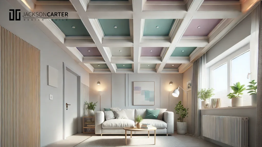 Painted boxed beam ceilings