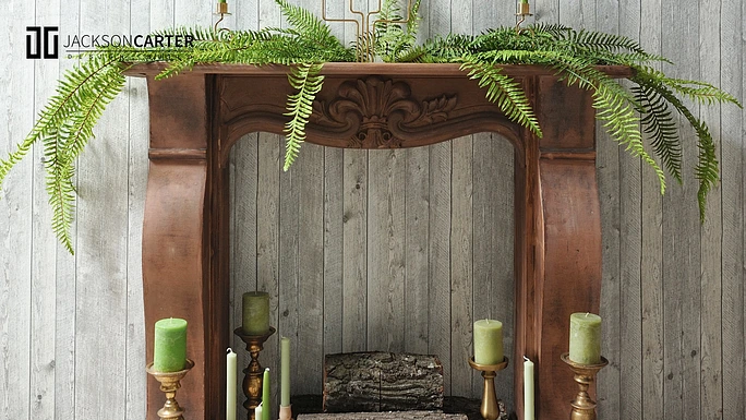 faux floral arrangements- best empty fireplace idea