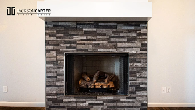 fireplace with stylish tiles