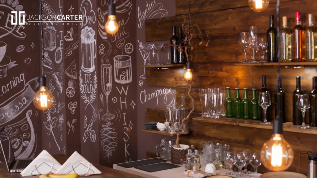 restaurant interior wall design with Typography