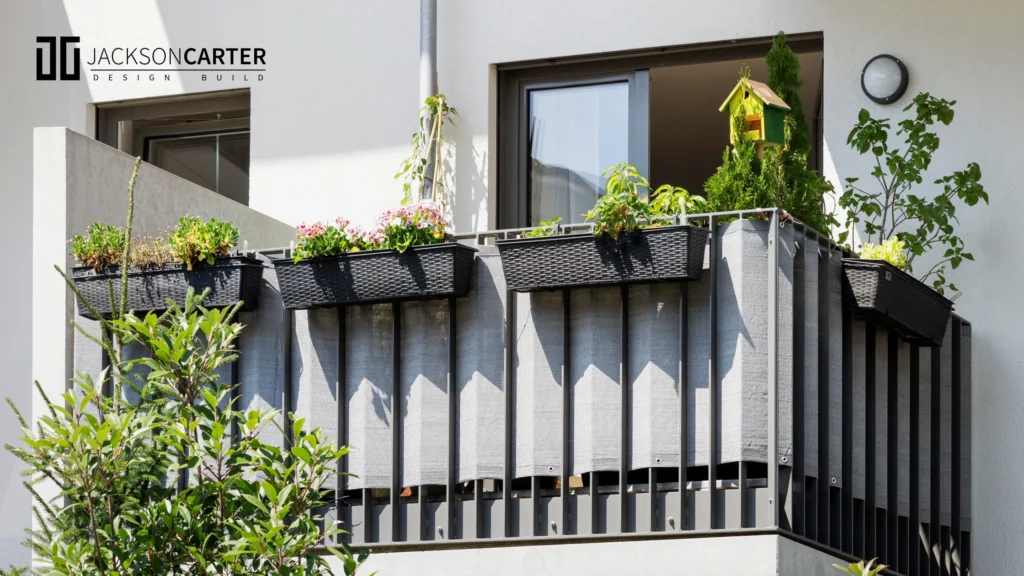 folding fabric screens in balcony